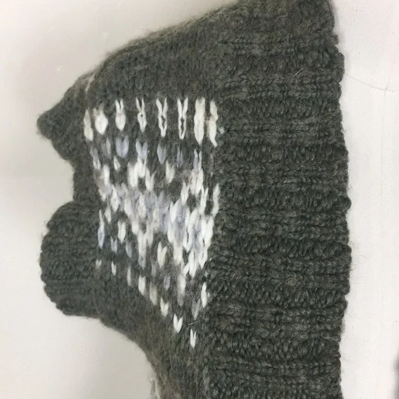 MOSSIMO Green White Nordic Thick Warm Sweater Cardigan Vest Belted - Picture 5 of 10